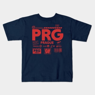 Vintage Prague PRG Airport Code Travel Day Retro Travel Tag Czech Republic Kids T-Shirt